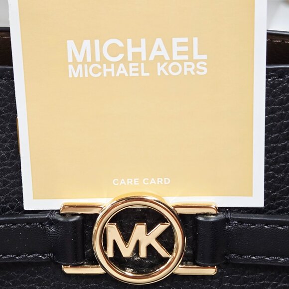 NWT Authentic Michael Kors Reed Large Pebbled Black Leather Belted Tote Bag $558 - Picture 9 of 13